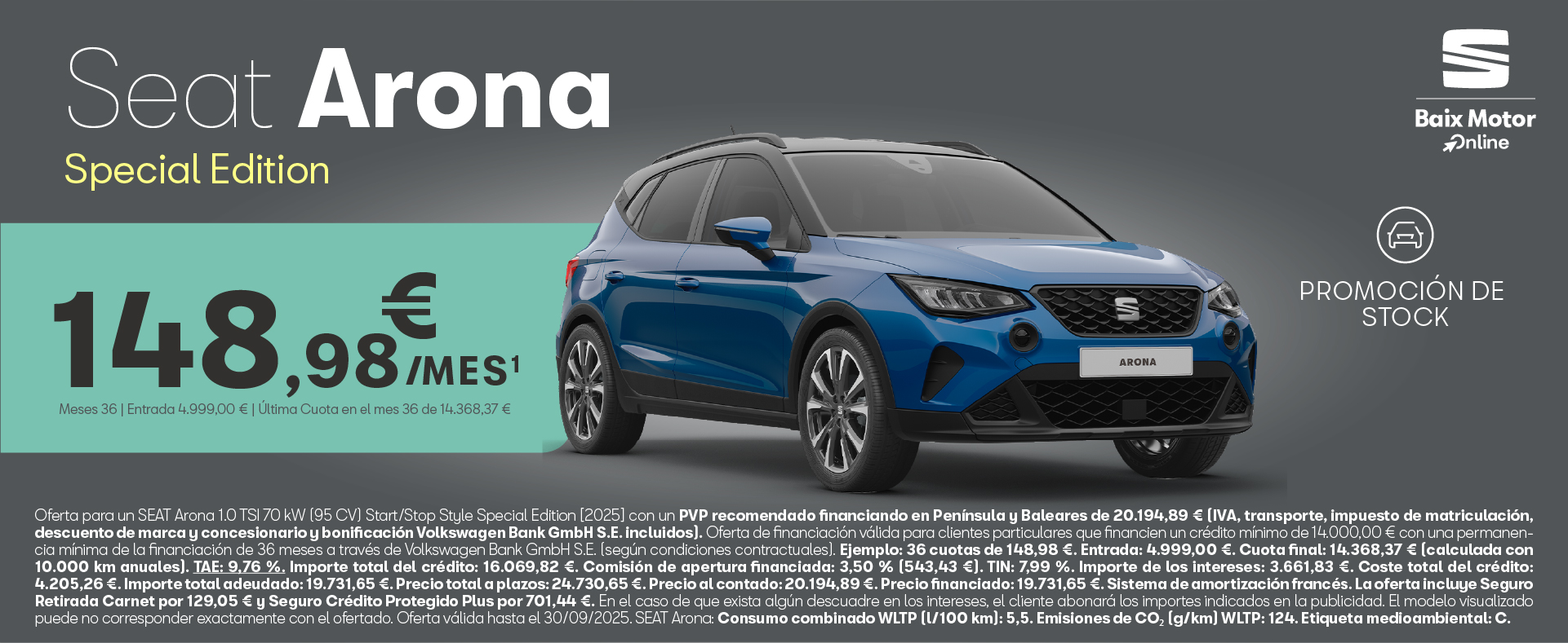 SEAT Arona Style Special Edition por 148,98€/mes*